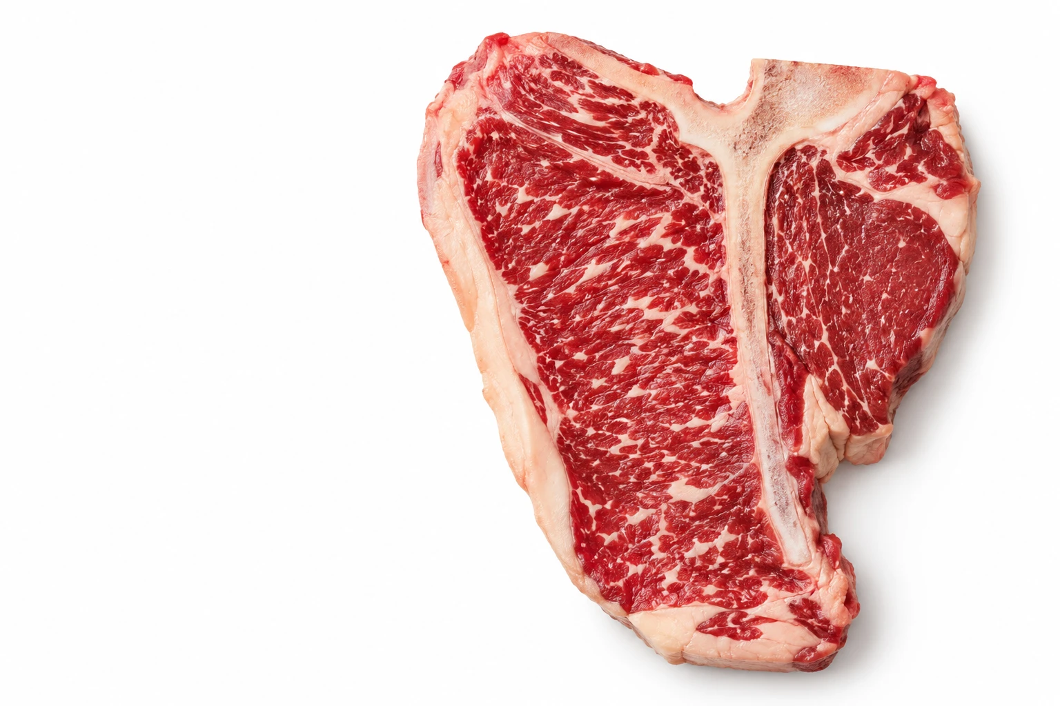 T-bone steak na bílém pozadí